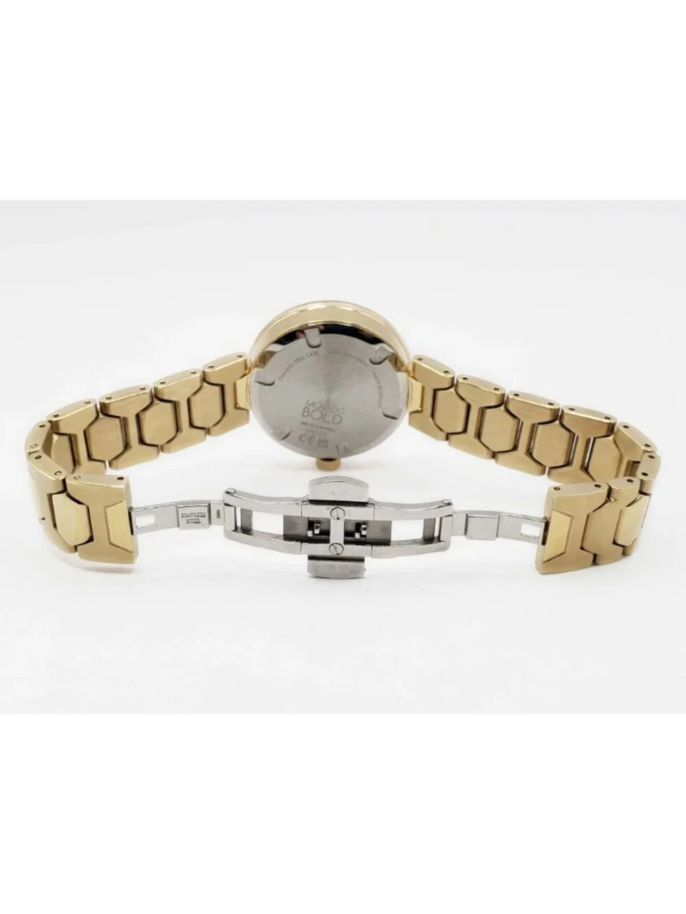 Movado Bold Ladies Wristwatch Gold Tone Pave Dial 3600492